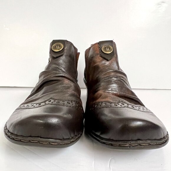 Reiker Louise 80 Leather Ruching Antique Heeled Oxford Shoe Brown Teak Sz 39 - Picture 2 of 16